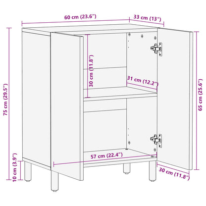 vidaXL Sideboard White Wash Finish 60 x 33 x 75 cm Solid Mango Wood