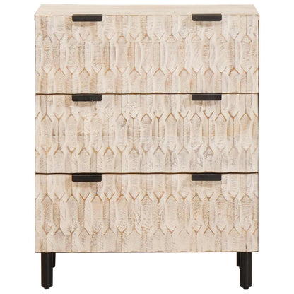 vidaXL Sideboard White Wash Finish 60 x 33 x 75 cm Solid Mango Wood