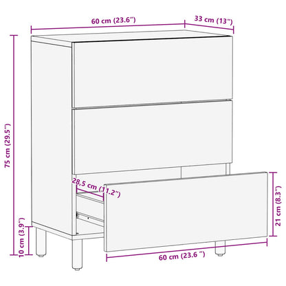 vidaXL Sideboard White Wash Finish 60 x 33 x 75 cm Solid Mango Wood