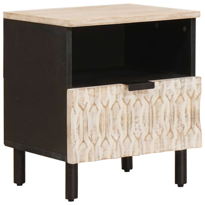 vidaXL Bedside Cabinet White 40 x 33 x 46 cm Solid Mango Wood