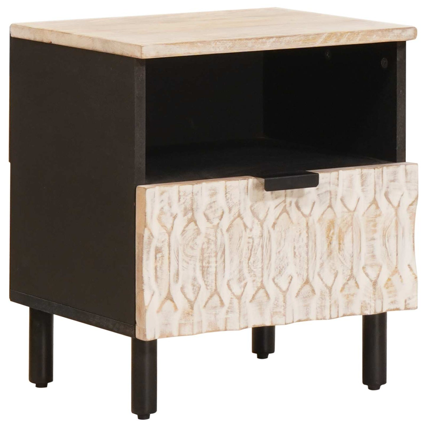 vidaXL Bedside Cabinet 2 pcs White 40 x 33 x 46 cm Solid Mango Wood