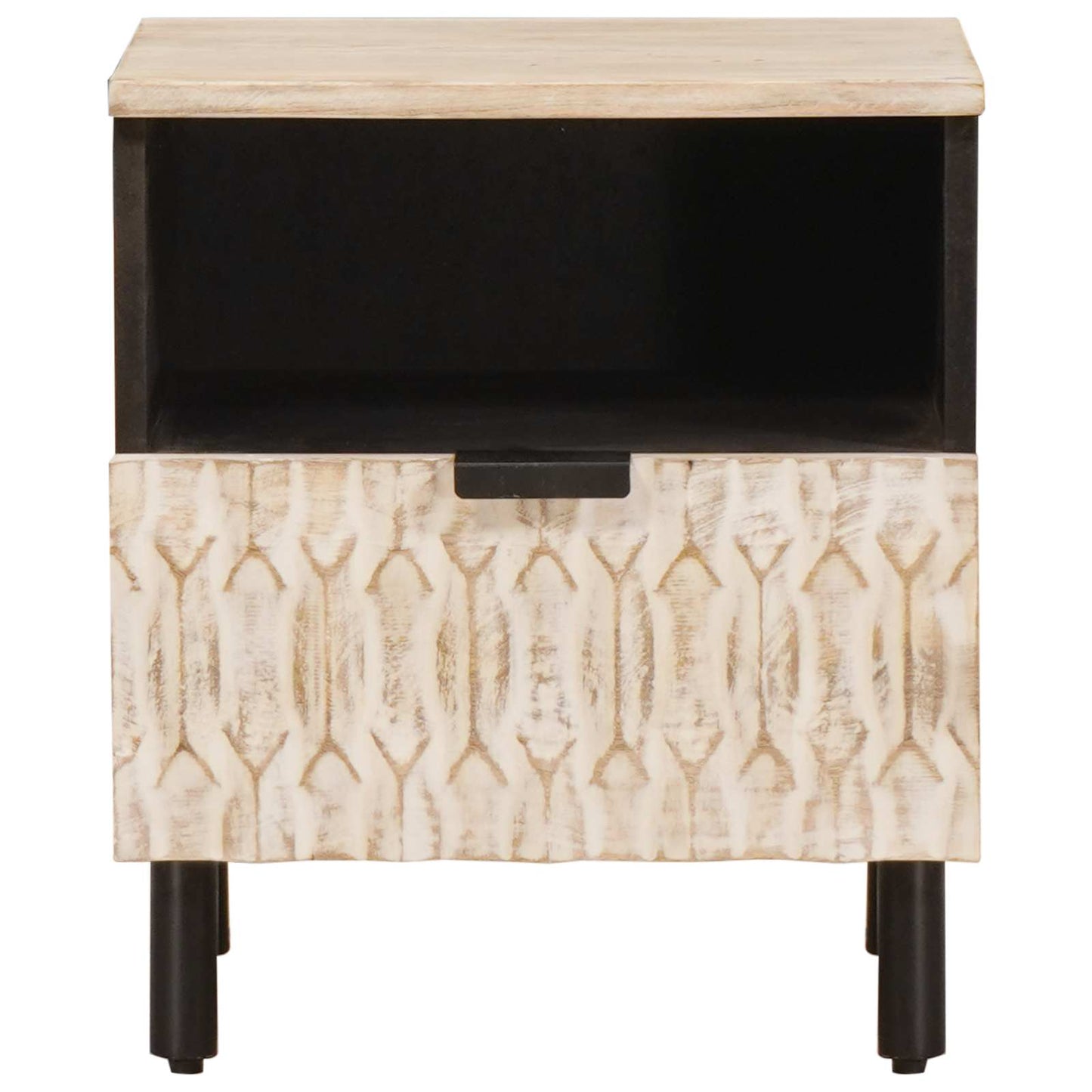 vidaXL Bedside Cabinet 2 pcs White 40 x 33 x 46 cm Solid Mango Wood