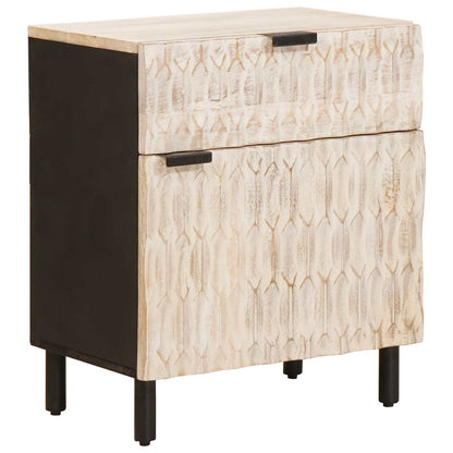 vidaXL Bedside Cabinet White 50 x 33 x 60 cm Solid Mango Wood
