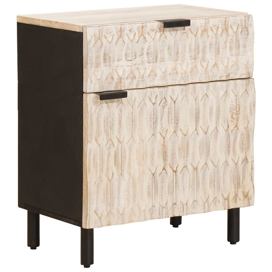 vidaXL Bedside Cabinet White 50 x 33 x 60 cm Solid Mango Wood