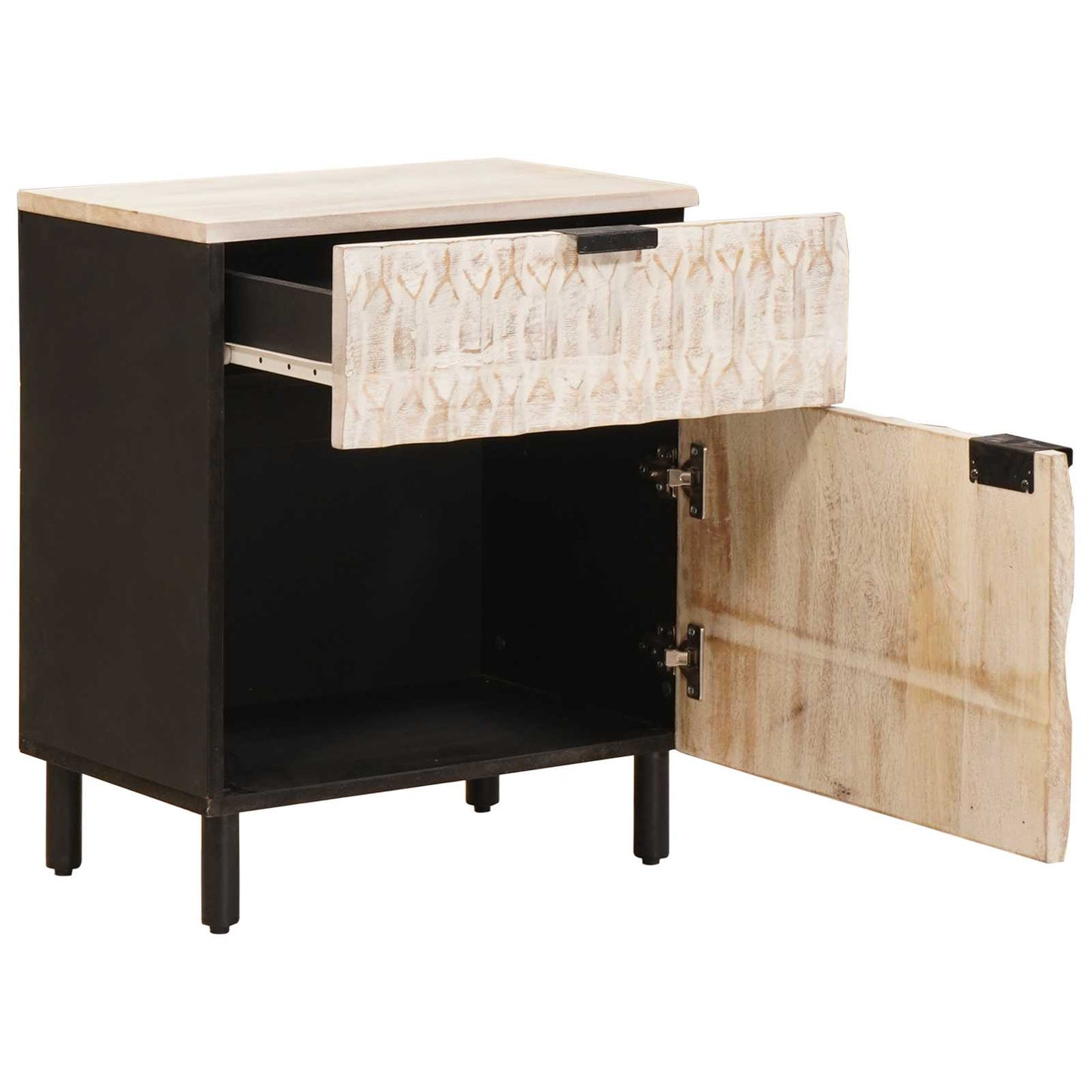 vidaXL Bedside Cabinet White 50 x 33 x 60 cm Solid Mango Wood