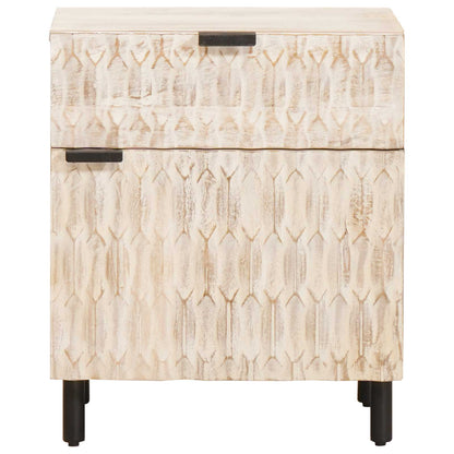 vidaXL Bedside Cabinet White 50 x 33 x 60 cm Solid Mango Wood