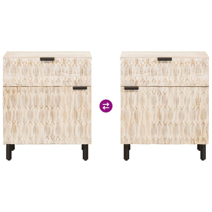 vidaXL Bedside Cabinet White 50 x 33 x 60 cm Solid Mango Wood