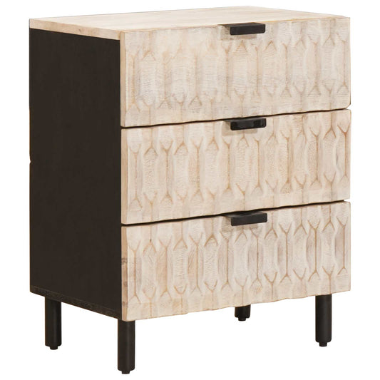 vidaXL Bedside Cabinet White 50 x 33 x 62 cm Solid Mango Wood