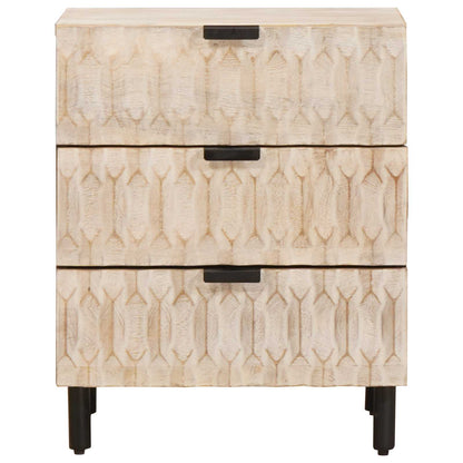 vidaXL Bedside Cabinet White 50 x 33 x 62 cm Solid Mango Wood