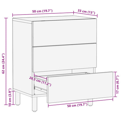 vidaXL Bedside Cabinet White 50 x 33 x 62 cm Solid Mango Wood