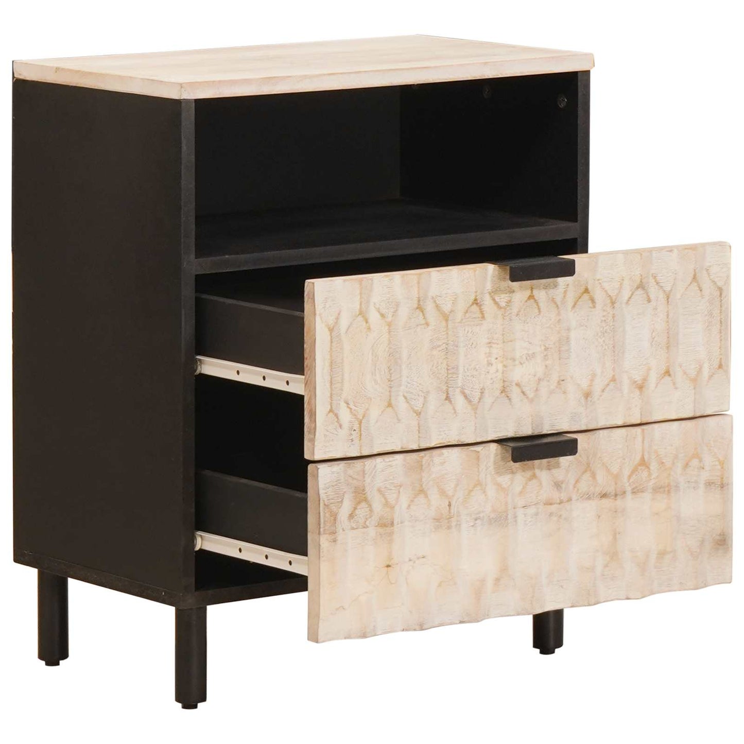 vidaXL Bedside Cabinet White 50 x 33 x 60 cm Solid Mango Wood