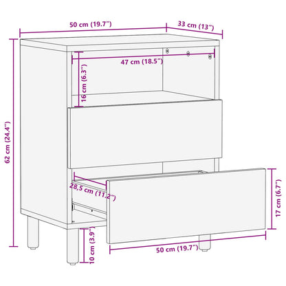 vidaXL Bedside Cabinet White 50 x 33 x 60 cm Solid Mango Wood