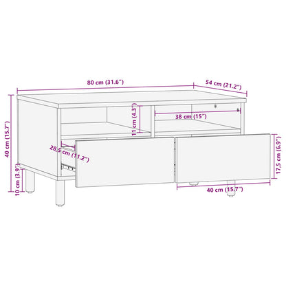 vidaXL Coffee Table with Drawer White 80 x 54 x 40 cm Solid Mango Wood