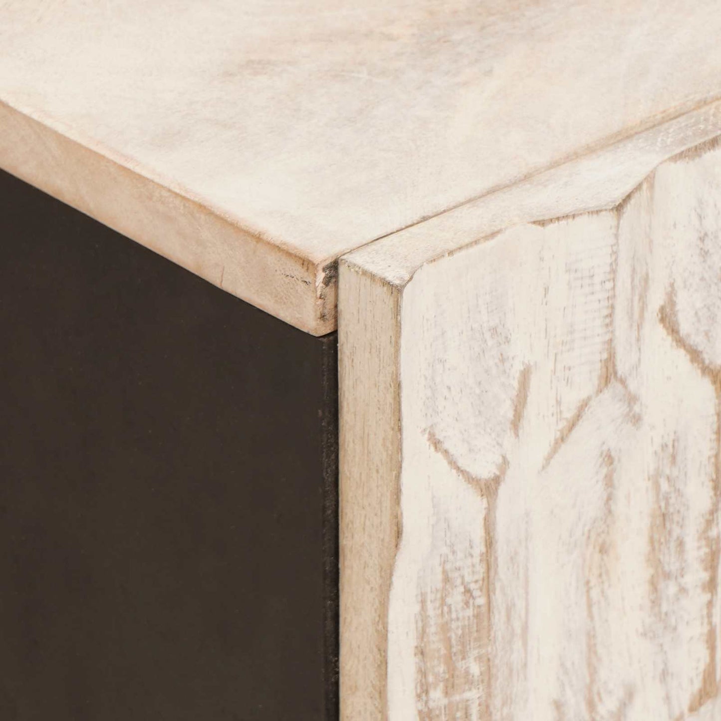 vidaXL TV Cabinet White Wash Finish 105 x 33 x 46 cm Solid Mango Wood