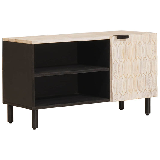 vidaXL TV Cabinet White Wash Finish 80 x 33 x 46 cm Solid Mango Wood