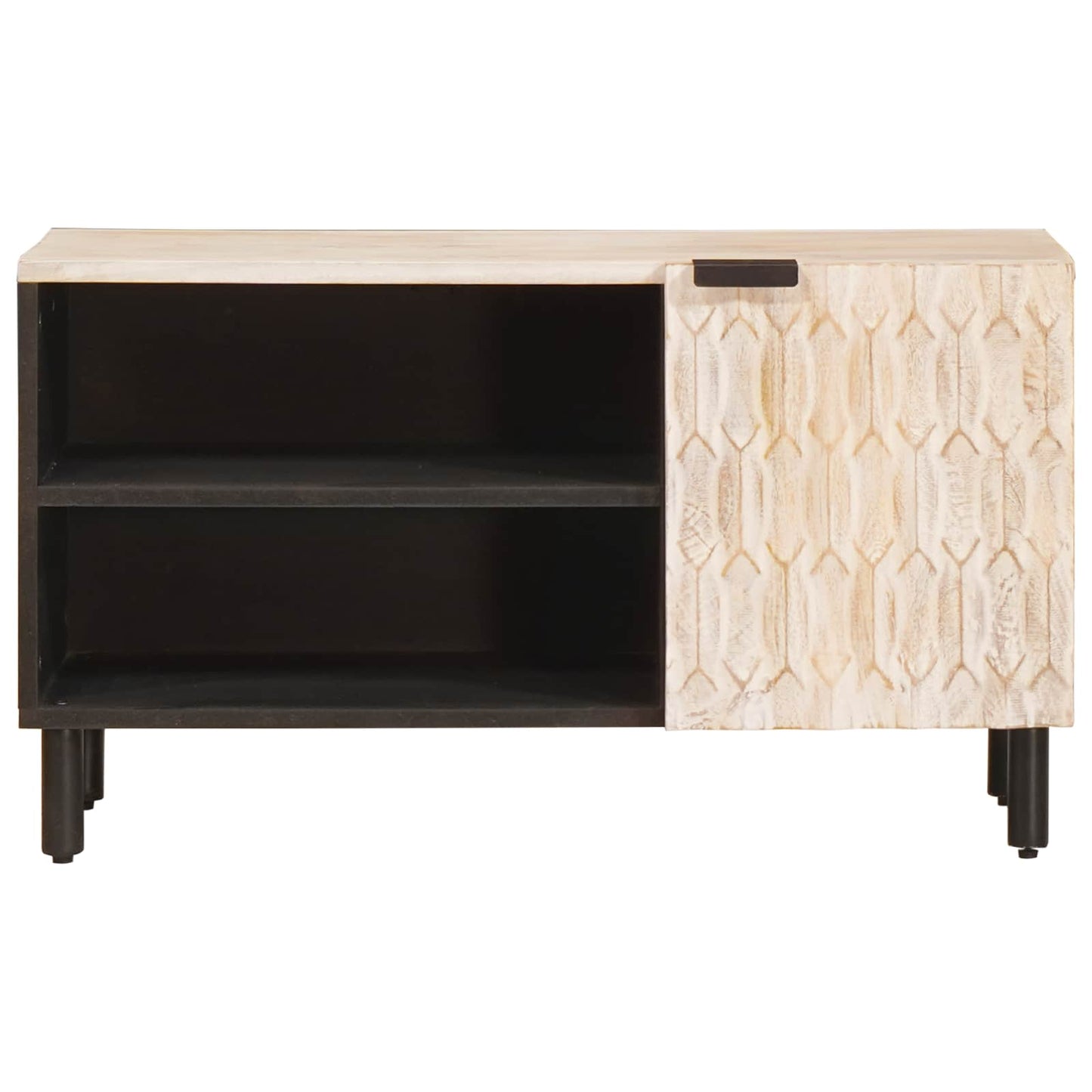vidaXL TV Cabinet White Wash Finish 80 x 33 x 46 cm Solid Mango Wood