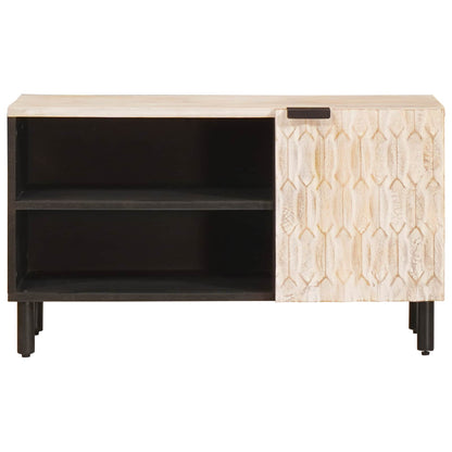 vidaXL TV Cabinet White Wash Finish 80 x 33 x 46 cm Solid Mango Wood
