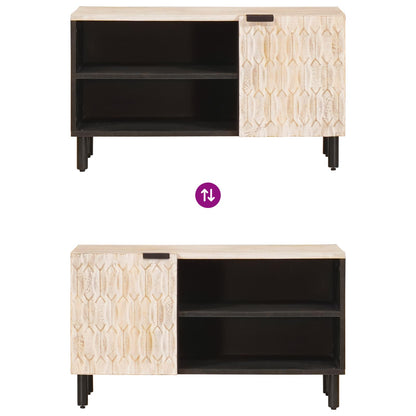 vidaXL TV Cabinet White Wash Finish 80 x 33 x 46 cm Solid Mango Wood