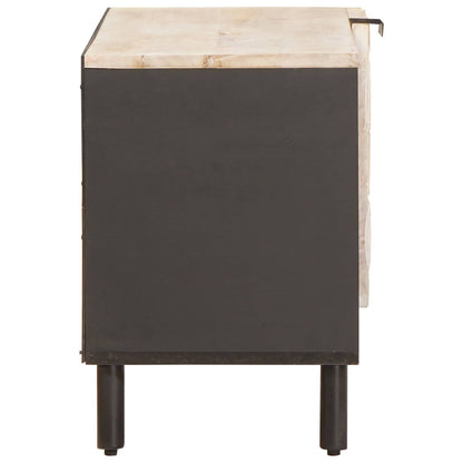 vidaXL TV Cabinet White Wash Finish 80 x 33 x 46 cm Solid Mango Wood