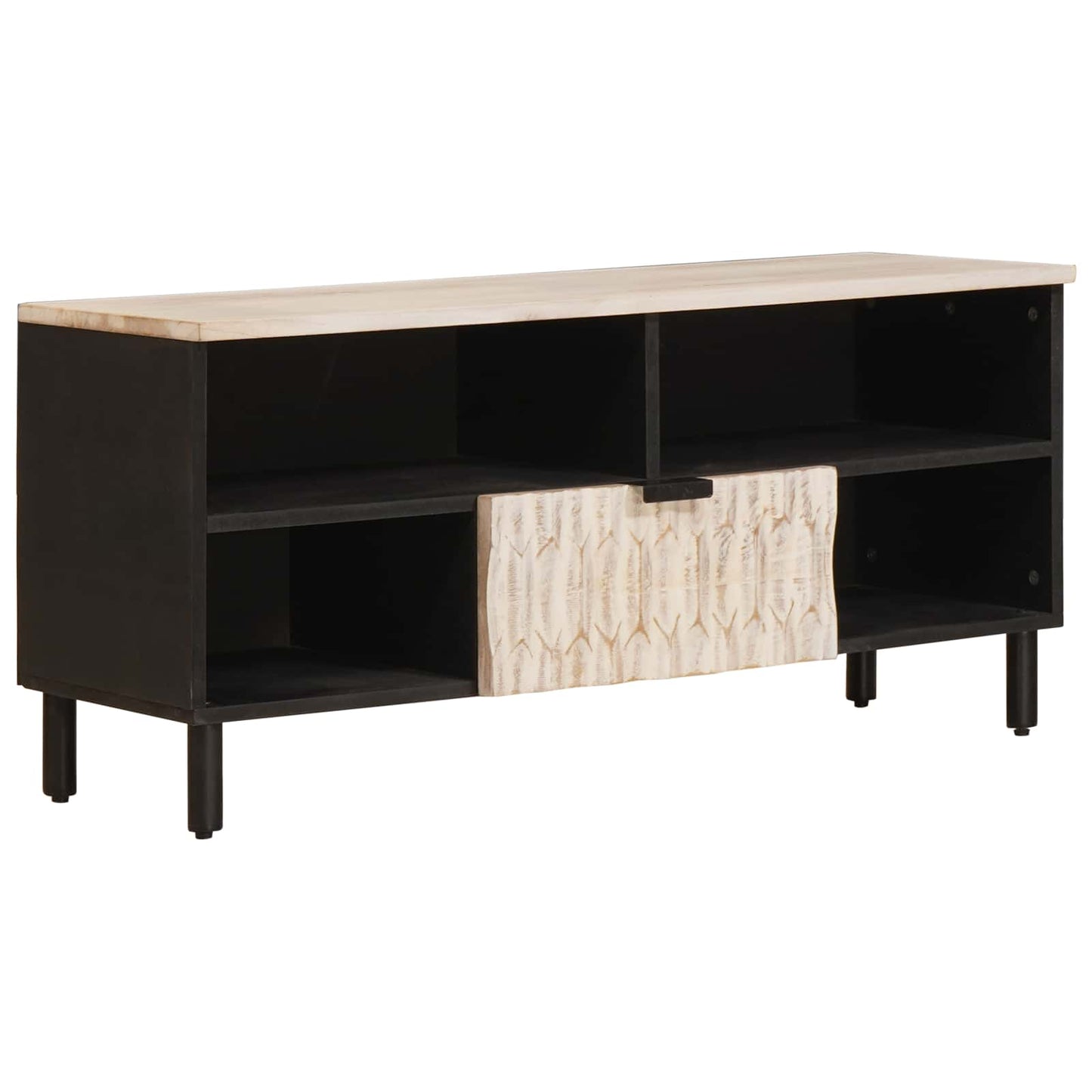vidaXL TV Cabinet White Wash Finish 100 x 33 x 46 cm Solid Mango Wood
