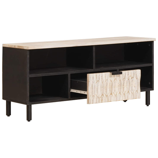 vidaXL TV Cabinet White Wash Finish 100 x 33 x 46 cm Solid Mango Wood