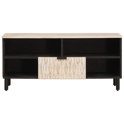 vidaXL TV Cabinet White Wash Finish 100 x 33 x 46 cm Solid Mango Wood