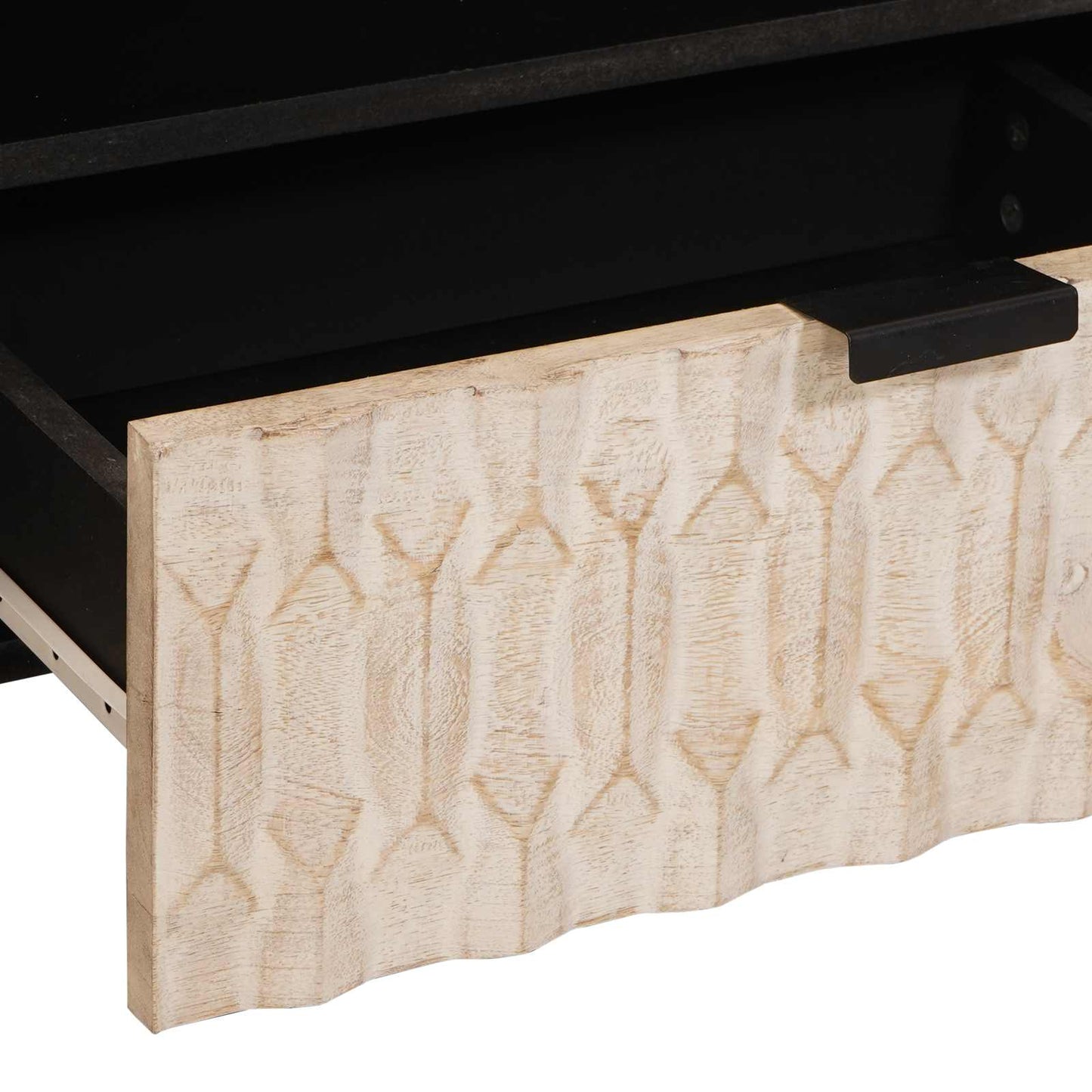 vidaXL TV Cabinet White Wash Finish 80 x 33 x 46 cm Solid Mango Wood