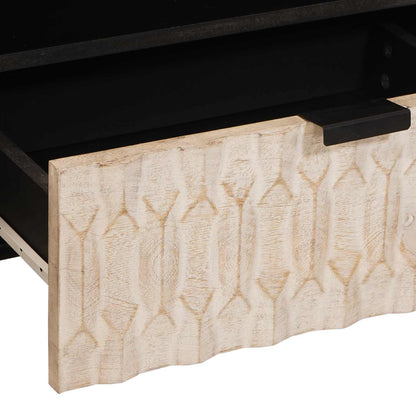 vidaXL TV Cabinet White Wash Finish 80 x 33 x 46 cm Solid Mango Wood