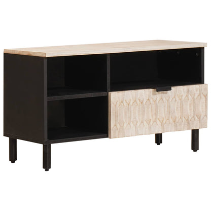 vidaXL TV Cabinet White Wash Finish 80 x 33 x 46 cm Solid Mango Wood