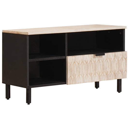 vidaXL TV Cabinet White Wash Finish 80 x 33 x 46 cm Solid Mango Wood