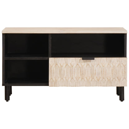 vidaXL TV Cabinet White Wash Finish 80 x 33 x 46 cm Solid Mango Wood
