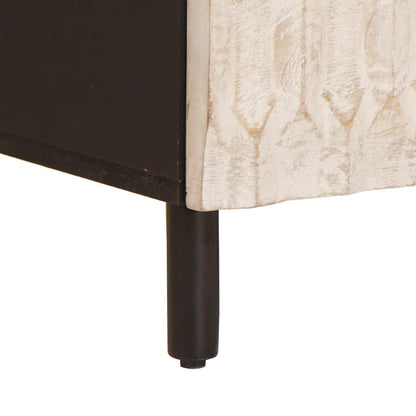 vidaXL TV Cabinet White Wash Finish 100 x 33 x 46 cm Solid Mango Wood