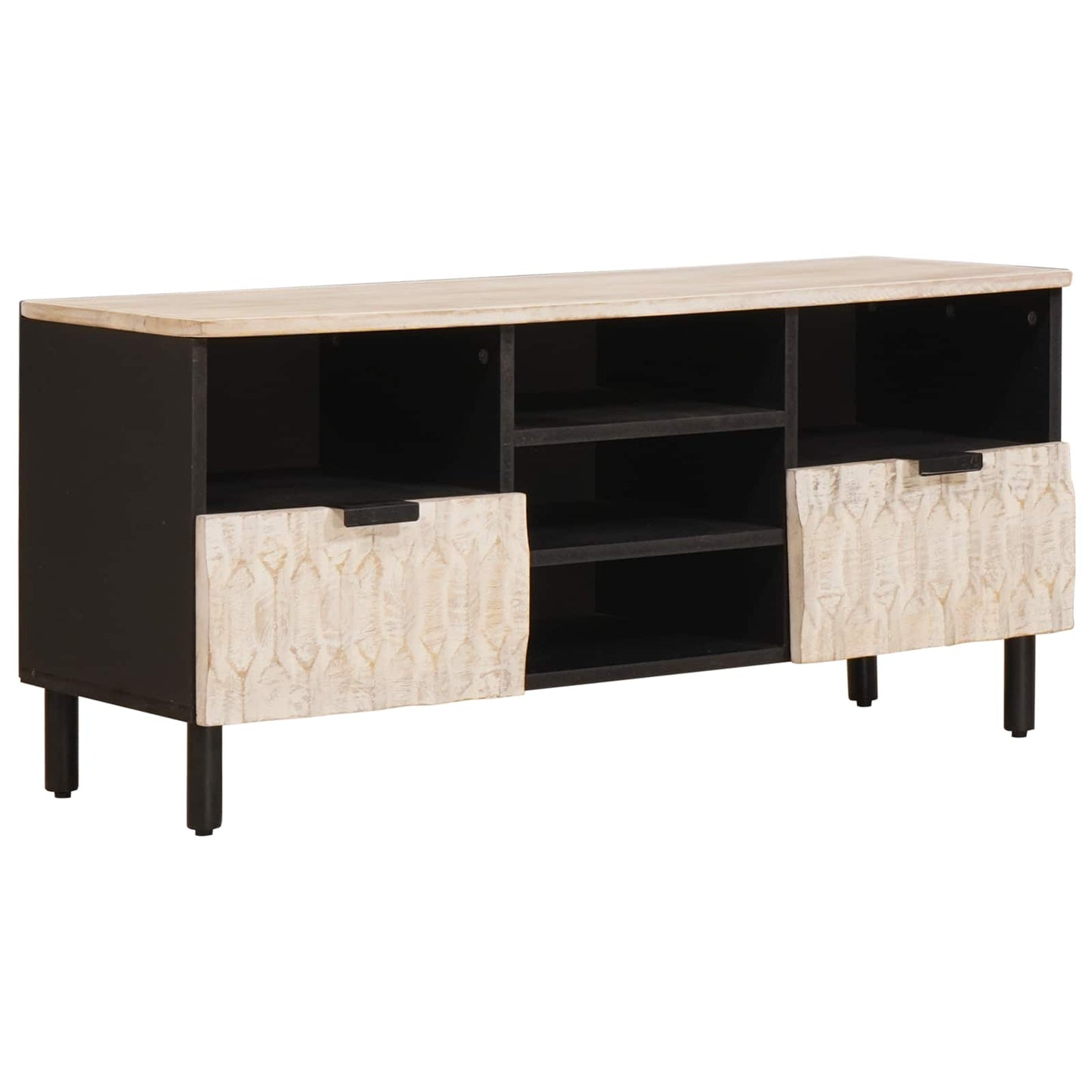 vidaXL TV Cabinet White Wash Finish 100 x 33 x 46 cm Solid Mango Wood