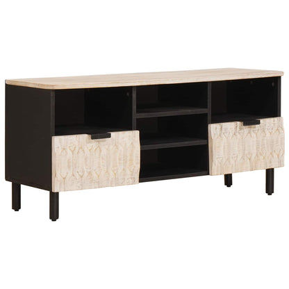 vidaXL TV Cabinet White Wash Finish 100 x 33 x 46 cm Solid Mango Wood