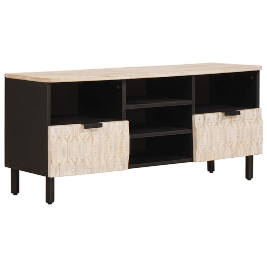 vidaXL TV Cabinet White Wash Finish 100 x 33 x 46 cm Solid Mango Wood