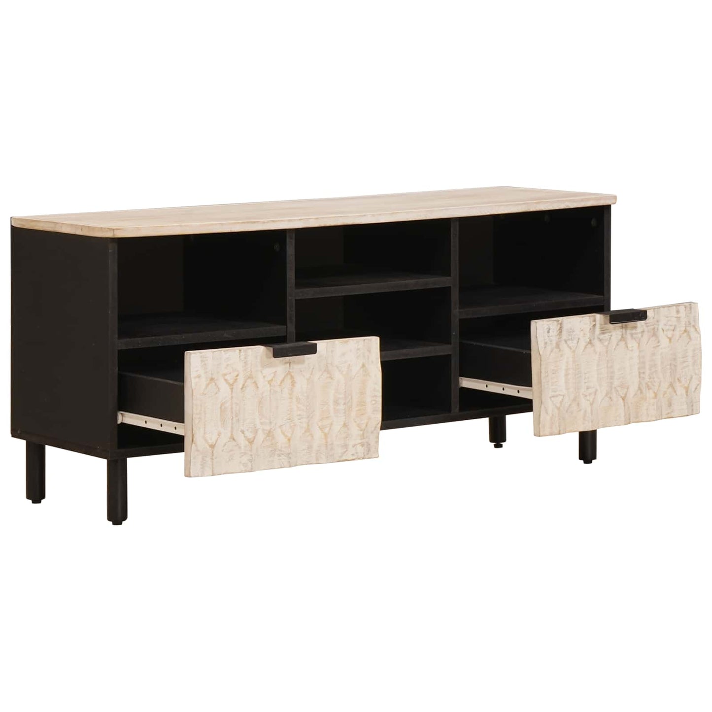 vidaXL TV Cabinet White Wash Finish 100 x 33 x 46 cm Solid Mango Wood