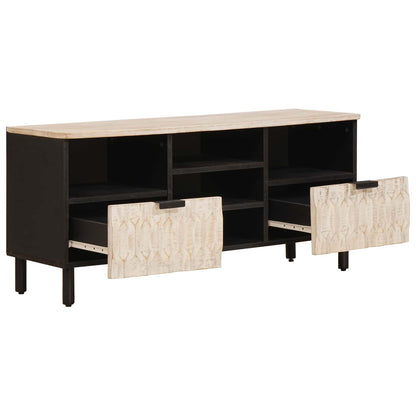 vidaXL TV Cabinet White Wash Finish 100 x 33 x 46 cm Solid Mango Wood