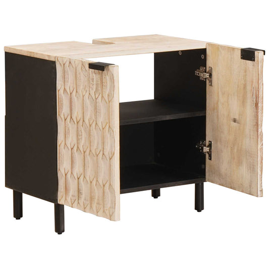 vidaXL Bathroom Sink Cabinet White 62 x 33 x 58 cm Solid Mango Wood