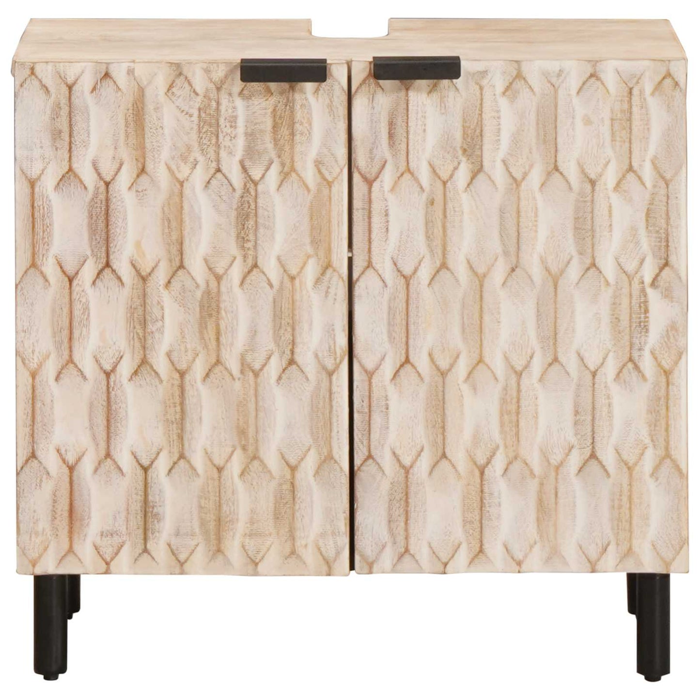 vidaXL Bathroom Sink Cabinet White 62 x 33 x 58 cm Solid Mango Wood
