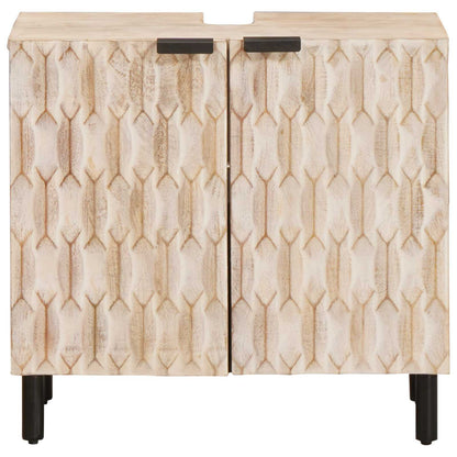 vidaXL Bathroom Sink Cabinet White 62 x 33 x 58 cm Solid Mango Wood