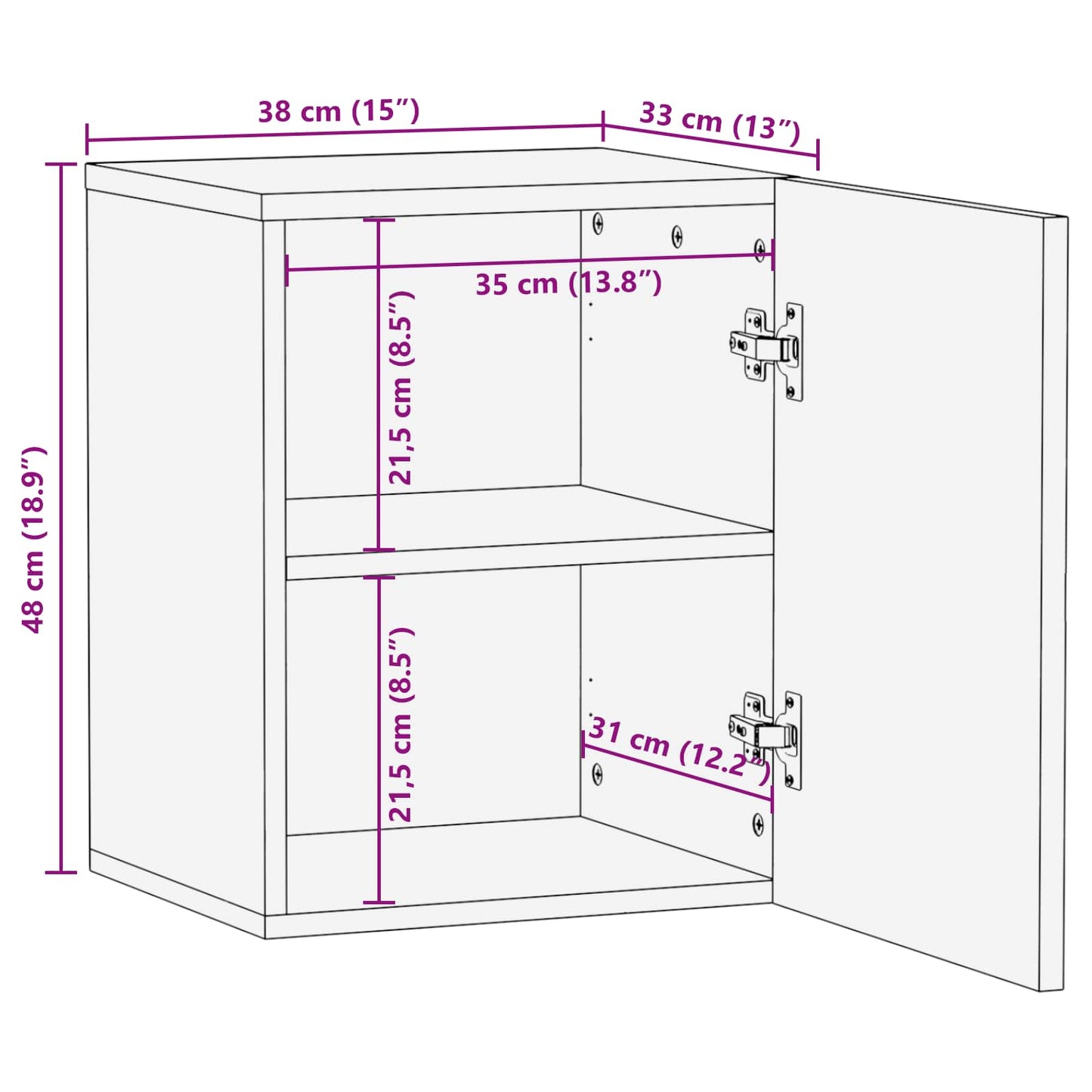 vidaXL Bathroom Hanging Cabinet White 38 x 33 x 48 cm Solid Mango Wood