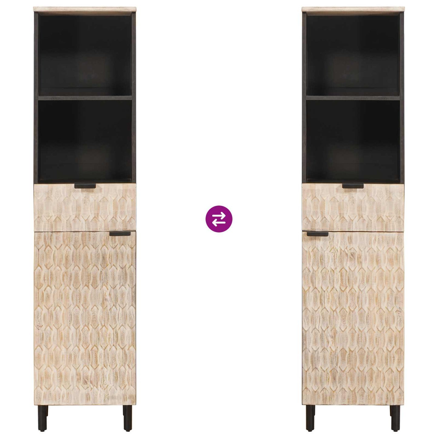 vidaXL Bathroom Cabinet with Shelf Black and White 38 x 33 x 160 cm
