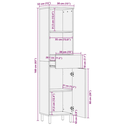 vidaXL Bathroom Cabinet with Shelf Black and White 38 x 33 x 160 cm