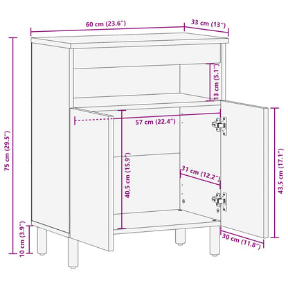 vidaXL Sideboard White Wash Finish 60 x 33 x 75 cm Solid Mango Wood