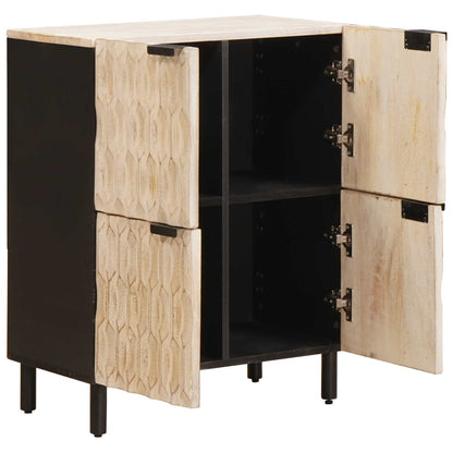vidaXL Sideboard White Wash Finish 60 x 33 x 75 cm Solid Mango Wood