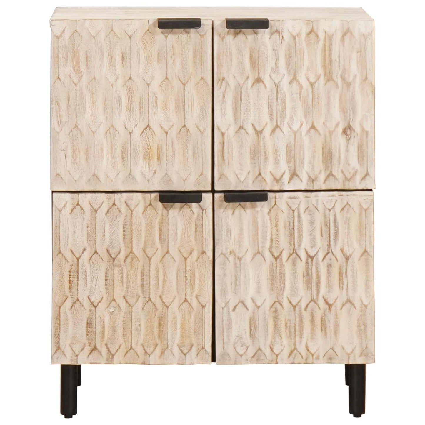 vidaXL Sideboard White Wash Finish 60 x 33 x 75 cm Solid Mango Wood