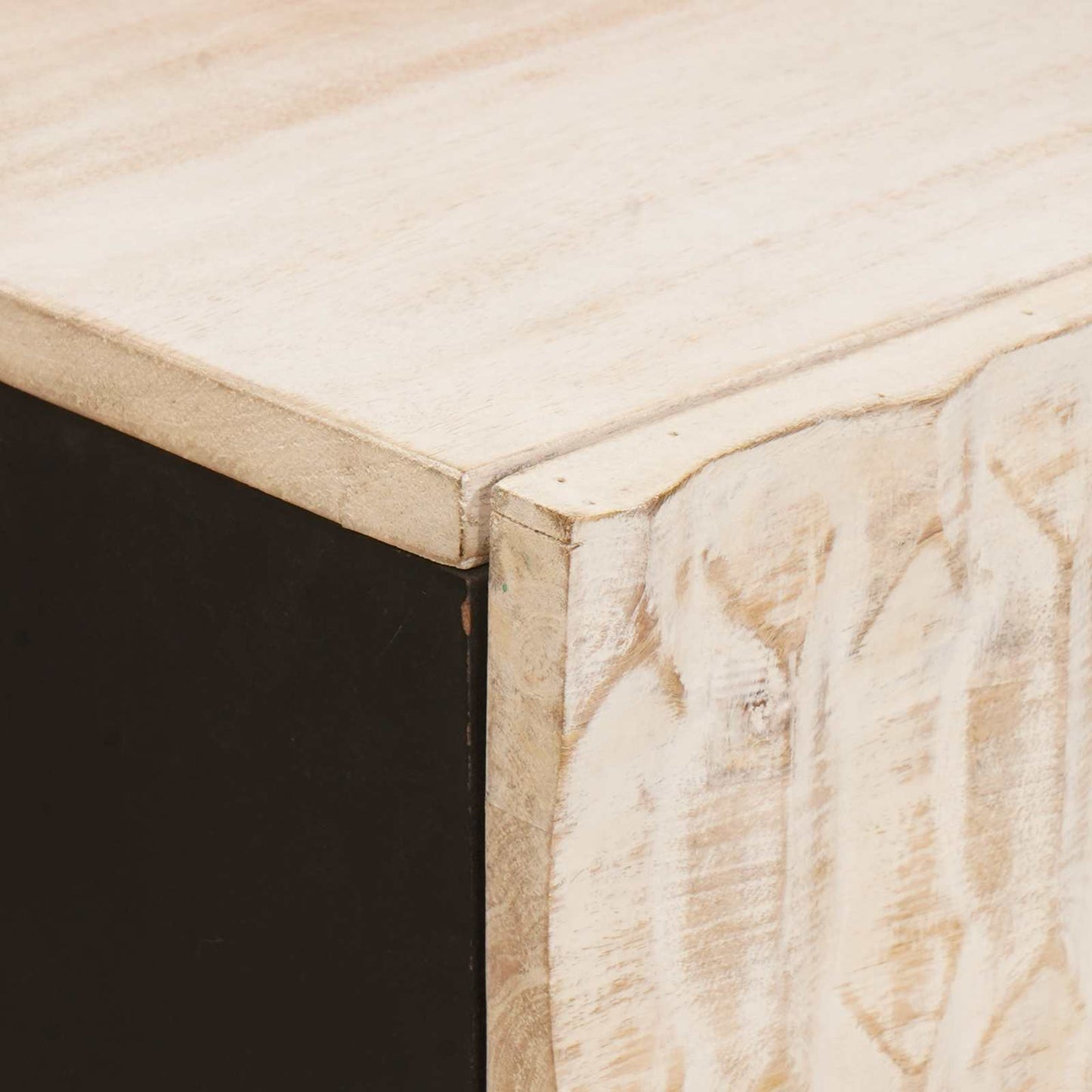vidaXL Sideboard White Wash Finish 80 x 33 x 75 cm Solid Mango Wood
