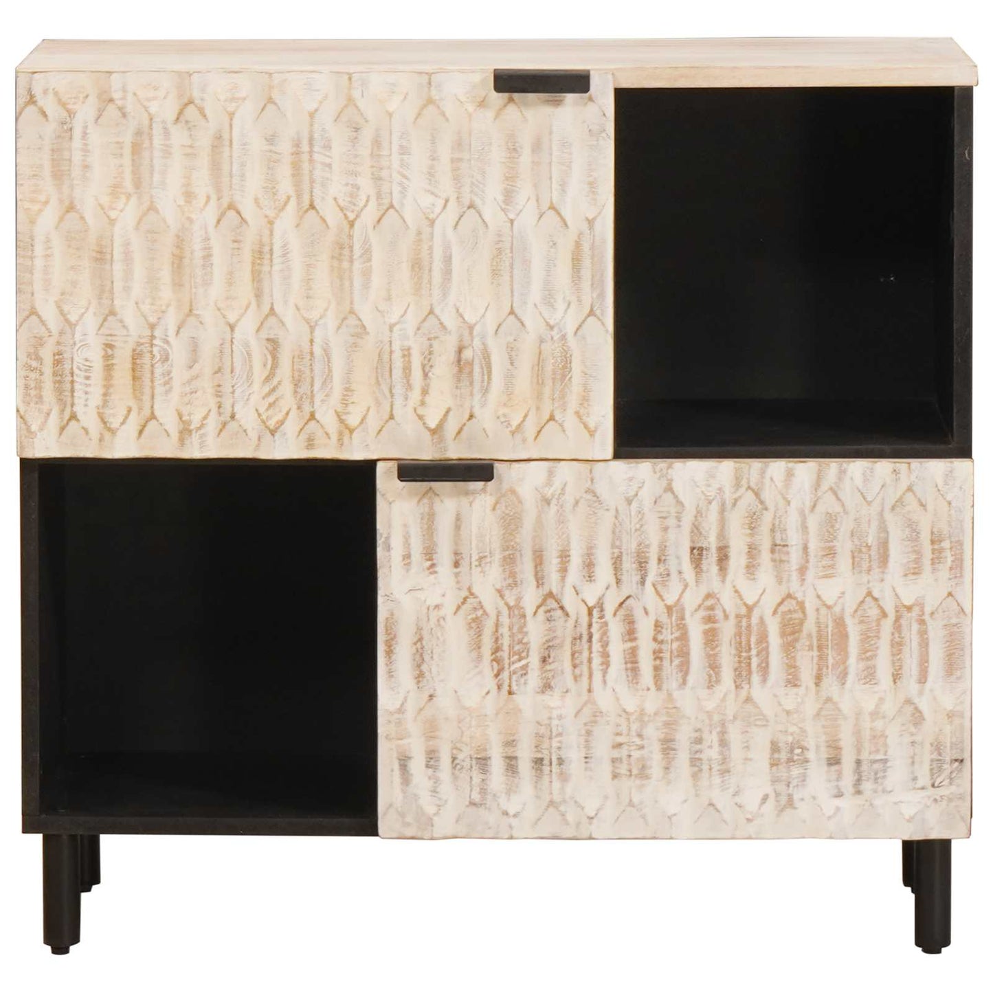 vidaXL Sideboard White Wash Finish 80 x 33 x 75 cm Solid Mango Wood