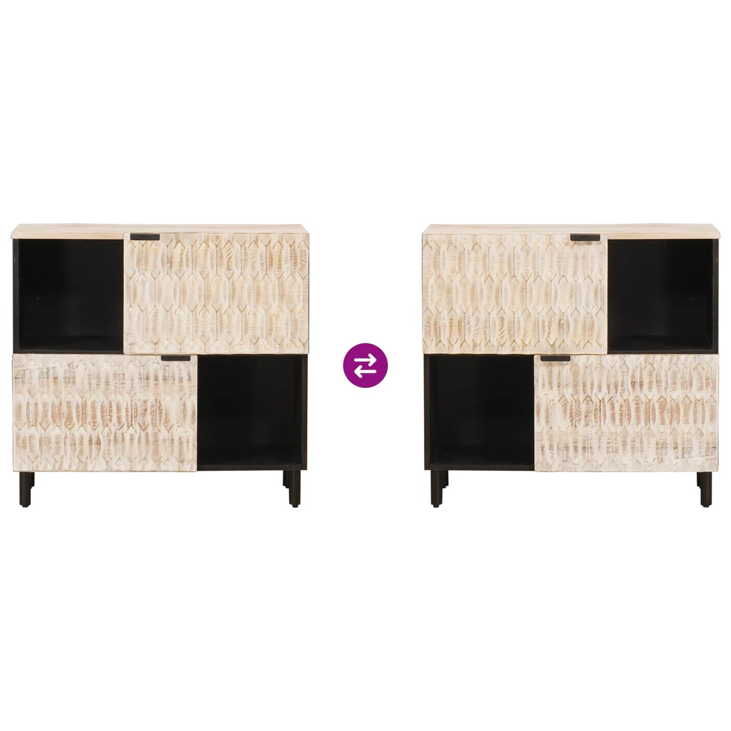 vidaXL Sideboard White Wash Finish 80 x 33 x 75 cm Solid Mango Wood