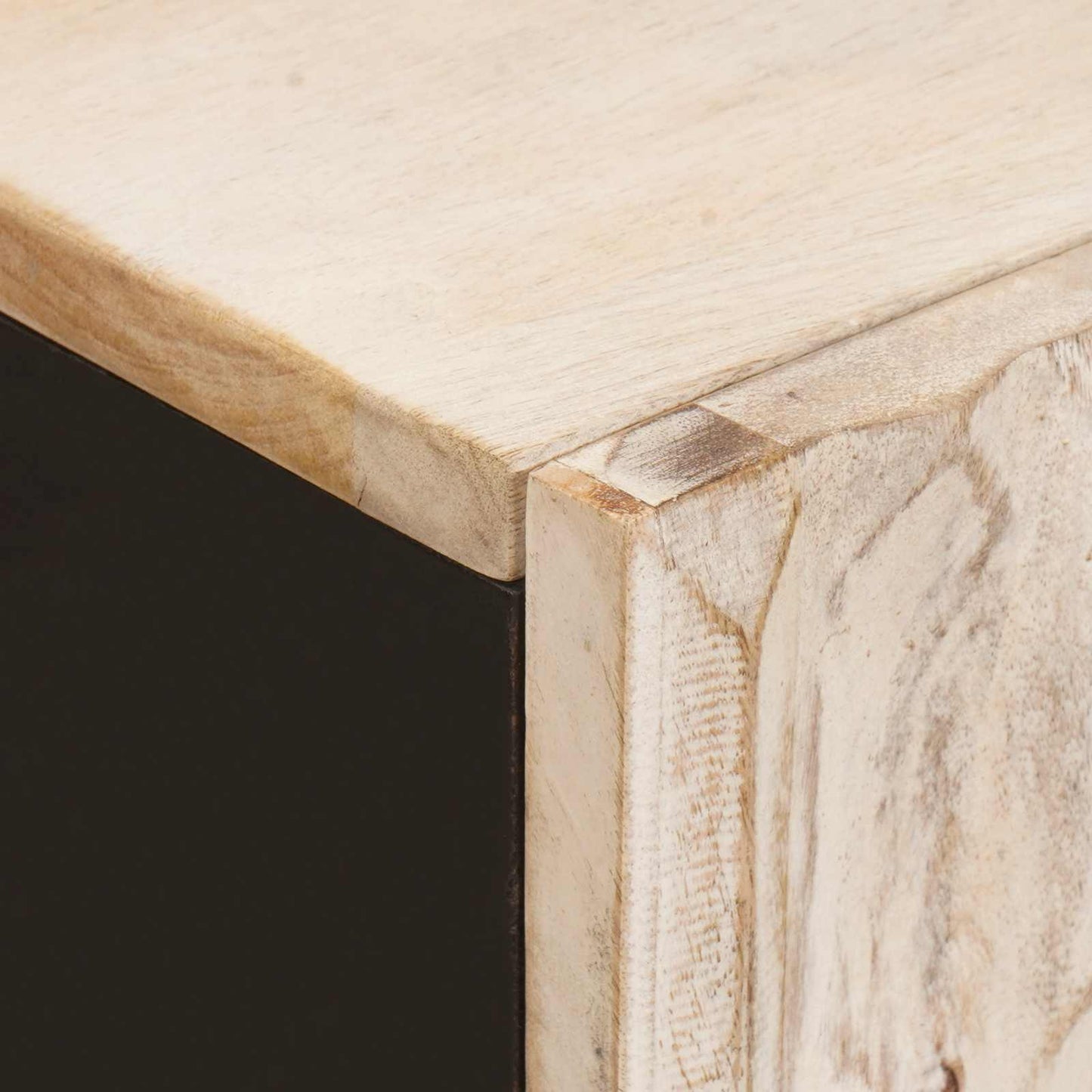 vidaXL Sideboard White Wash Finish 90 x 33 x 75 cm Solid Mango Wood